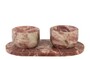 Casa Padrino Luxus Marmor Schalen Set Rosa 23 x 12 x H. 6,5 cm - 2 Sch�lchen mit Tablett aus hochwertigem Rosalia Pink Marmor - Luxus Deko Accessoires