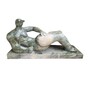 Casa Padrino Luxus Marmor Skulptur Liegende Figur Gr�n / Beige - Handgefertigte Marmorfigur - Moderne Deko Skulptur 