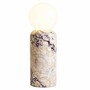 Casa Padrino Luxus Carrara Marmor Tischleuchte Wei� / Lila H. 40 cm - Runde Marmor Schreibtischleuchte 