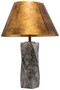 Casa Padrino Luxus Marmor Tischleuchte mit Metall Lampenschirm Grau / Antik Messing  53 x H. 78 cm