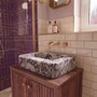 Casa Padrino Luxus Carrara Marmor Waschbecken Wei� / Lila 80 cm - Badezimmer Accessoires