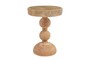 Casa Padrino Luxus Massivholz Beistelltisch / Hocker Naturfarben  32,5 x H. 44,5 cm - Runder Beistelltisch aus handgedrechseltem Dimb-Holz mit gestapelten Kugelformen - Luxus M�bel
