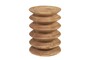 Casa Padrino Luxus Massivholz Beistelltisch / Hocker Naturfarben  33 x H. 45,5 cm - Handgedrechselter Beistelltisch aus Dimb-Holz mit B�nder-Silhouette - Luxus M�bel