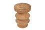 Casa Padrino Luxus Massivholz Beistelltisch / Hocker Naturfarben  33 x H. 45,5 cm - Handgeschnitzter Beistelltisch aus Dimb-Holz in Form eines Schach-Turms - Luxus M�bel