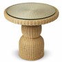 Casa Padrino Luxus Rattan Esstisch Naturfarben  80 cm - Rattan Esszimmer M�bel