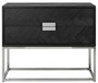 Casa Padrino Luxus Massivholz Kommode mit 2 Schubladen Schwarz / Silber 108 x 45 x H. 87 cm - Wohnzimmer M�bel - Hotel M�bel - Luxus Kollektion