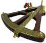 Casa Padrino Luxus Antik Stil Sextant Braun / Messing 27,5 x 6,5 x H. 32 cm - Seefahrer Winkelmesser - Nautisches Messinstrument - Seefahrer Deko Accessoires - Luxus Antik Stil Deko Accessoires