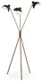 Casa Padrino Luxus Stehleuchte Antik Messingfarben / Schwarz 87 x 87 x H. 180 cm - Elegante Dreibein Stehlampe im 50er Jahre Stil - Luxus Kollektion
