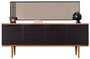 Casa Padrino Luxus M�bel Set Braun / Schwarz - 1 Sideboard mit 4 T�ren & 1 Spiegel - Moderne Massivholz M�bel - Luxus Kollektion