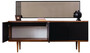 Casa Padrino Luxus M�bel Set Braun / Schwarz - 1 Sideboard mit 4 T�ren & 1 Spiegel - Moderne Massivholz M�bel - Luxus Kollektion