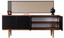 Casa Padrino Luxus M�bel Set Braun / Schwarz - 1 Sideboard mit 4 T�ren & 1 Spiegel - Moderne Massivholz M�bel - Luxus Kollektion