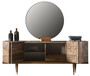 Casa Padrino Luxus M�bel Set Braun / Kupfer - 1 Sideboard mit 4 T�ren & 1 Spiegel - Moderne Massivholz M�bel - Luxus Kollektion