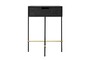 Casa Padrino Luxus Nachttisch Gold / Schwarz 50 x 40 x H. 70 cm - Nachttisch mit Stauraum, geb�rstetem Edelstahlgestell und schwarzen Eichenfurnier Fl�chen - Luxus M�bel