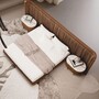 Casa Padrino Luxus Nachttisch Braun / Wei� / Messing 83 cm - Luxus Hotel & Schlafzimmer M�bel
