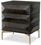 Casa Padrino Luxus Nachttisch Mokka / Messing 64 x 48 x H. 72 cm - Massivholz Beistelltisch mit 3 Schubladen - Schlafzimmer M�bel - Luxus M�bel - Luxus Einrichtung - M�bel Luxus