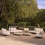 Casa Padrino Luxus Outdoor Garten Sofa Linke Seite Wei�grau / Sandfarben 220 cm - Luxus Garten M�bel