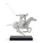 Casa Padrino Luxus Porzellan Deko Figur Polospieler Matt Wei� / Schwarz 50 x 20 x H. 61 cm