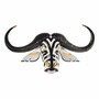 Casa Padrino Luxus Porzellan Deko Maske B�ffel Wei� / Schwarz / Gold 67 x 22 x H. 36 cm