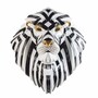Casa Padrino Luxus Porzellan Deko Maske L�we Wei� / Schwarz / Gold 38 x 30 x H. 60 cm
