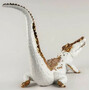 Casa Padrino Luxus Porzellan Deko Figur Krokodil Wei� / Kupferfarben 68 x 28 x H. 39 cm - Hochwertige Deko Skulptur - Erstklassische Qualit�t - Made in Spain