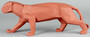 Casa Padrino Luxus Porzellan Panther Skulptur Matt Korallenrot 50 x 12 x H. 19 cm - Hangefertigte Deko Figur aus feinstem spanischen Porzellan - Luxus Deko Accessoires