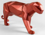 Casa Padrino Luxus Porzellan Panther Skulptur Rot Metallic 50 x 12 x H. 19 cm - Hangefertigte Deko Figur aus feinstem spanischen Porzellan - Luxus Deko Accessoires