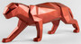 Casa Padrino Luxus Porzellan Panther Skulptur Rot Metallic 50 x 12 x H. 19 cm - Hangefertigte Deko Figur aus feinstem spanischen Porzellan - Luxus Deko Accessoires
