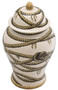 Casa Padrino Luxus Porzellan Vase Beige  23 x H. 43 cm - Runde Blumenvase mit Deckel - Deko Accessoires