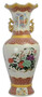 Casa Padrino Jugendstil Porzellan Vase Mehrfarbig  23 x H. 60,3 cm - Runde Blumenvase mit elegantem Blumen Design - Barock & Jugendstil Deko Accessoires 
