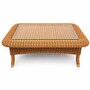 Casa Padrino Luxus Rattan Couchtisch mit Glasplatte Honigfarben 98 cm - Hotel M�bel - Rattan M�bel - Luxus M�bel