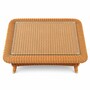 Casa Padrino Luxus Rattan Couchtisch mit Glasplatte Honigfarben 98 cm - Hotel M�bel - Rattan M�bel - Luxus M�bel