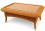 Casa Padrino Luxus Rattan Couchtisch mit Glasplatte Honigfarben 98 cm - Hotel M�bel - Rattan M�bel - Luxus M�bel