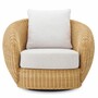 Casa Padrino Luxus Rattan Drehsessel Naturfarben / Creme 100 cm - Wohnzimmer & Hotel M�bel - Rattan M�bel - Luxus M�bel