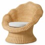 Casa Padrino Luxus Rattan Sessel Naturfarben / Creme - Rattan Wohnzimmer M�bel