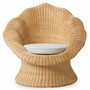 Casa Padrino Luxus Rattan Sessel Naturfarben / Creme - Rattan Wohnzimmer M�bel