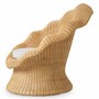Casa Padrino Luxus Rattan Sessel Naturfarben / Creme - Rattan Wohnzimmer M�bel