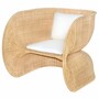 Casa Padrino Luxus Rattan Lounge Sessel mit Kissen Naturfarben / Wei� - Rattan M�bel
