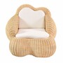 Casa Padrino Luxus Rattan Sessel mit Kissen Naturfarben / Wei� - Rattan M�bel