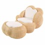 Casa Padrino Luxus Rattan Sessel mit Kissen Naturfarben / Wei� - Rattan M�bel