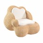 Casa Padrino Luxus Rattan Sessel mit Kissen Naturfarben / Wei� - Rattan M�bel