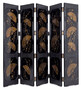 Casa Padrino Luxus Raumteiler Schwarz / Gold 220 x 3 x H. 182 cm - Faltbarer Massivholz Paravent im chinesischen Stil - Schlafzimmer M�bel - Hotel M�bel - Luxus M�bel