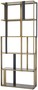 Casa Padrino Luxus Regalschrank Messing / Mattschwarz / Grau 100 x 37 x H. 240,5 cm - Edelstahl Schrank mit 5 Glasregalen - Wohnzimmerschrank - B�roschrank - Luxus M�bel