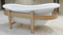 Casa Padrino Luxus Retro Badewanne Wei� / Naturfarben 178 x 76 x H. 73 cm - Freistehende Badewanne mit Holzrahmen - Retro Badezimmer M�bel