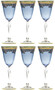 Casa Padrino Luxus Barock Weinglas 6er Set Hellblau / Gold  9 x H. 21,5 cm - Handgefertigte gravierte und handbemalte Weingl�ser - Hotel & Restaurant Accessoires - Luxus Qualit�t