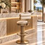 Casa Padrino Luxus Barstuhl Wei� / Messing H. 96 cm - Bar M�bel - Hotel M�bel - Luxus M�bel