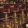Casa Padrino Luxus Barstuhl Bordeauxrot / Messing H. 96 cm - Bar M�bel - Hotel M�bel - Luxus M�bel