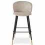 Casa Padrino Luxus Samt Barstuhl Beige / Schwarz / Gold H. 102 cm - Bar M�bel