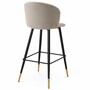 Casa Padrino Luxus Samt Barstuhl Beige / Schwarz / Gold H. 102 cm - Bar M�bel