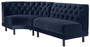 Casa Padrino Luxus Chesterfield Samt Couch Mitternachtsblau / Schwarz 114 x 75 x H. 85 cm - Gebogenes & Erweiterbares Wohnzimmer Sofa - Luxus Kollektion
