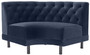 Casa Padrino Luxus Chesterfield Samt Couch Mitternachtsblau / Schwarz 114 x 75 x H. 85 cm - Gebogenes & Erweiterbares Wohnzimmer Sofa - Luxus Kollektion